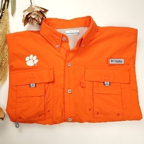 Columbia PFG Clemson Tigers Embroidered Shirt M - Picture 2 of 14